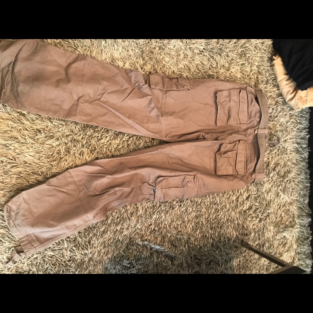 (23) Halifax denim group tan jeans w/front pocket